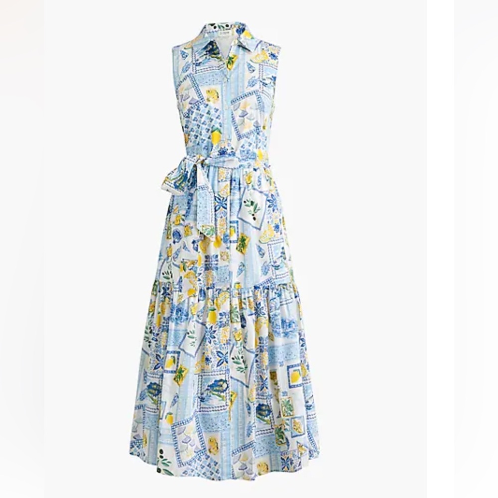 J. Crew Blue and Yellow Floral Maxi Dress